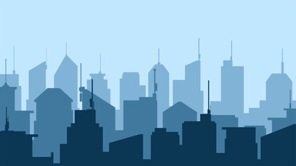 Fototapeta premium Landscape illustration of cityscape and skyline buildings