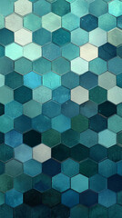 Fototapeta premium Geometric hexagon pattern in shades of teal and turquoise, creating depth