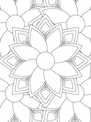 Fototapeta premium All these designs are hand-drawn and unique Beautiful Flowers black and white illustration for adult coloring book, This is a printable Beautiful Zentangle Coloring page for KDP Interior,