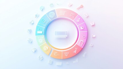 healthy innovation pastel ideal circular infographic design with pastel segments representing healthy habits, technology, and innovation, on a clean light gradient