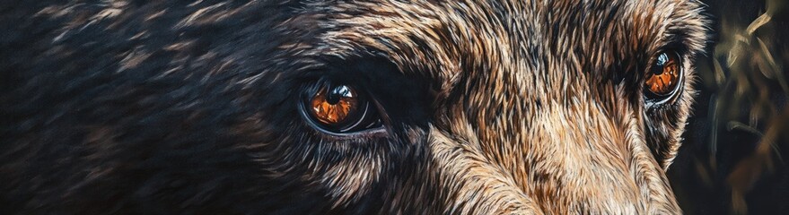 A Close Up Painting Of A Bears Eye And Fur