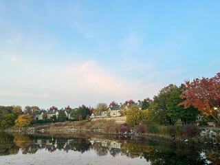 Fototapeta premium Autumn by the Lake at Sunset