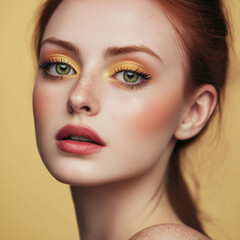 Fototapeta premium Portrait of stylish young woman with bright makeup