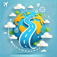 Global Road Trip Winding Journey Around The World