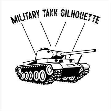 Military tank vector illustration. Military tank vector silhouette.