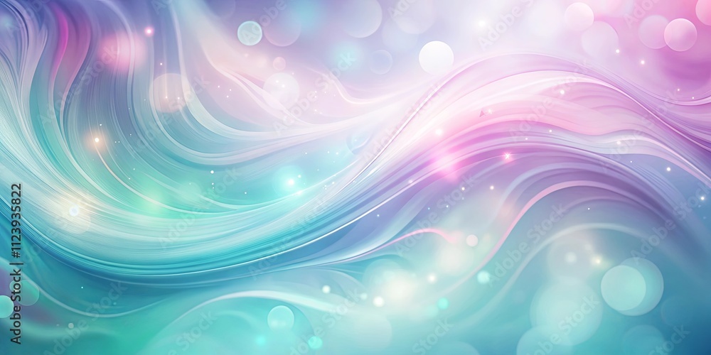 Wall mural abstract pastel swirls with glowing light effects and soft bokeh background