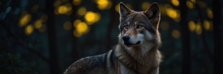 Fototapeta premium Majestic Wolf In Golden Forest Light