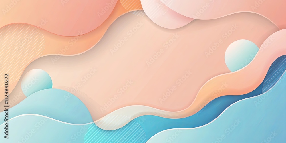 Wall mural abstract pastel wave background design with circular elements