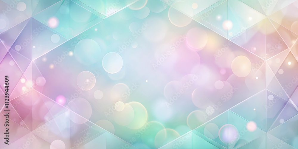 Wall mural abstract pastel geometric background with soft bokeh lights and transparent polygonal shapes