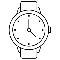 A  hand watch outline with sleek, modern lines and a classic round dial