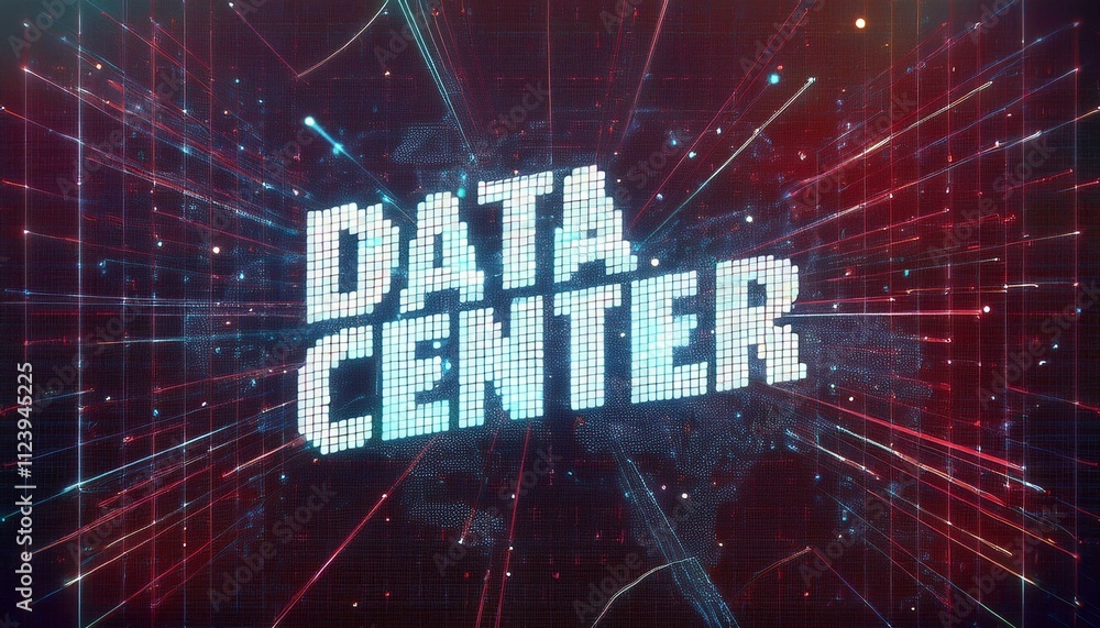 Poster data center: digital universe. a mesmerizing visual of the words 