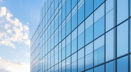 Obraz premium Modern Commercial Skyscraper Featuring Expansive Glass Facade and Sleek Design