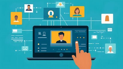 Online Network Shows Diverse Team Collaboration Using Laptop