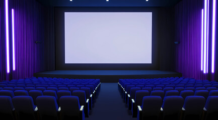 Fototapeta premium Podium Showcase in a High-Tech Cinema Theater with Futuristic Design and Cutting-Edge Technology