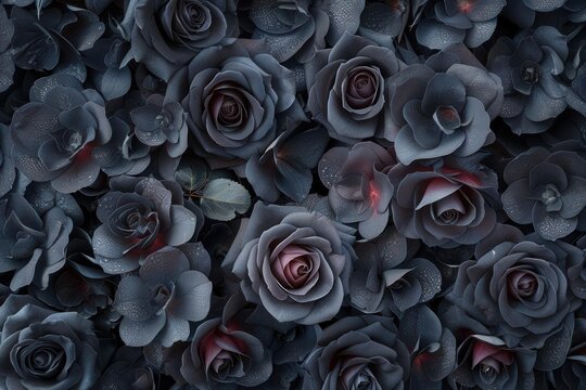 Mystical Beauty. Dark and elegant black roses background