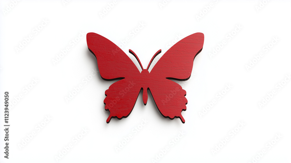 Aufkleber red butterfly minimalist design: a simple yet elegant design featuring a red butterfly with a subtle