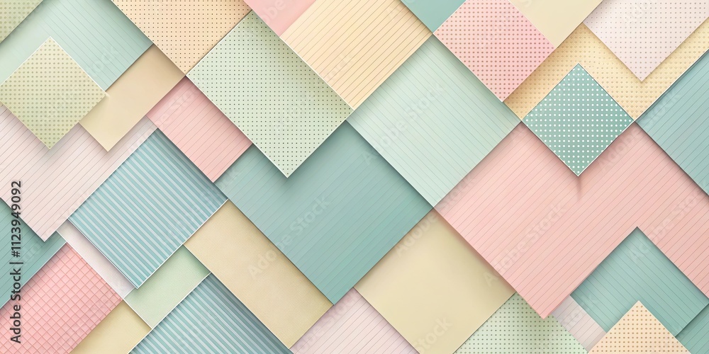 Wall mural abstract pastel square pattern design with textured surfaces