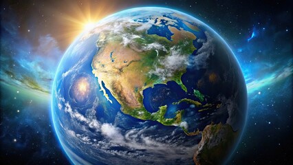 Obraz premium Beautiful photo of planet Earth from space, Earth, planet, space, beautiful, globe, blue, white, atmosphere, satellite