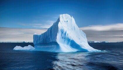 Pristine white titan drifting across ocean, a natural marvel of compression and time.