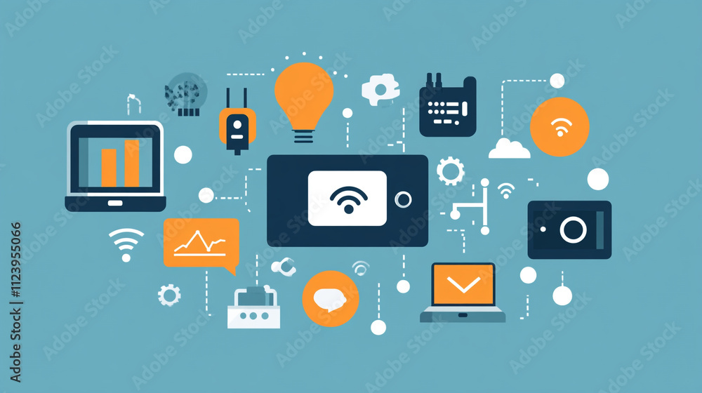 Aufkleber visual representation of smart technology and connectivity in a modern digital environment