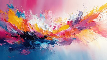 Fototapeta premium A vibrant abstract painting featuring dynamic colors and fluid brushstrokes.