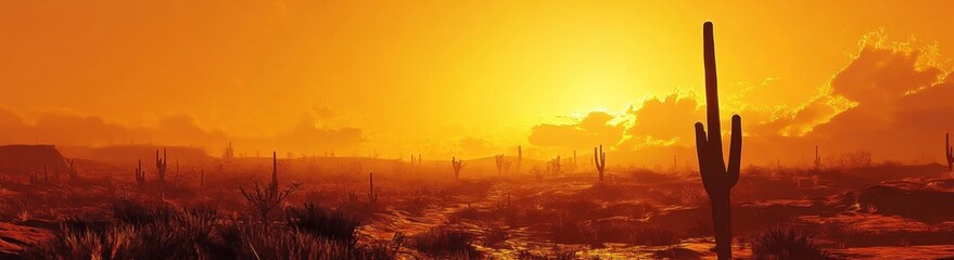 Saguaro Cactus Sunset In The Arizona Desert
