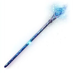 Naklejka premium Glowing blue wand, magical sparkles.