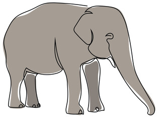 Elephant in continuous line style and can be edited later