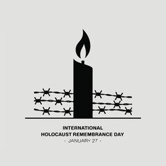 Simple Candle and Barbed Wire for Holocaust Remembrance Day