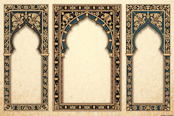 llection of traditional Islamic and Arab frame designs featuring ornate lines shapes and motifs from Morocco and other Middle Eastern cultures