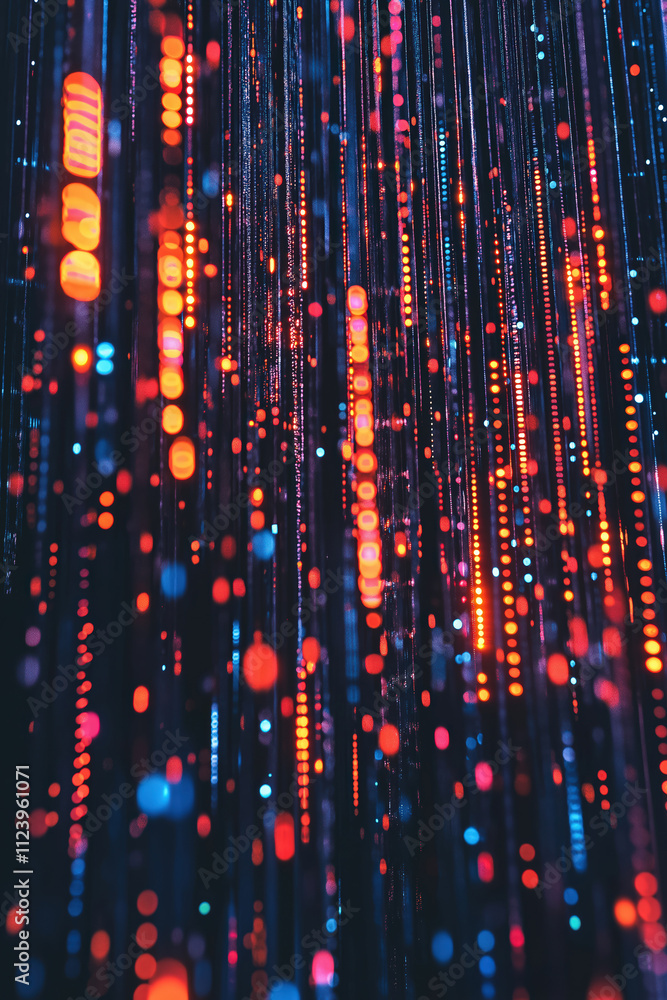 Poster vivid data streams in a dark setting showcasing digital connectivity