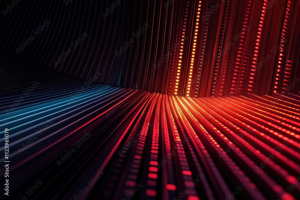 Poster vibrant abstract lines creating dynamic light patterns in a dark space