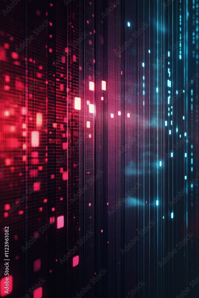 Aufkleber dynamic digital abstract background featuring vibrant red and blue light patterns