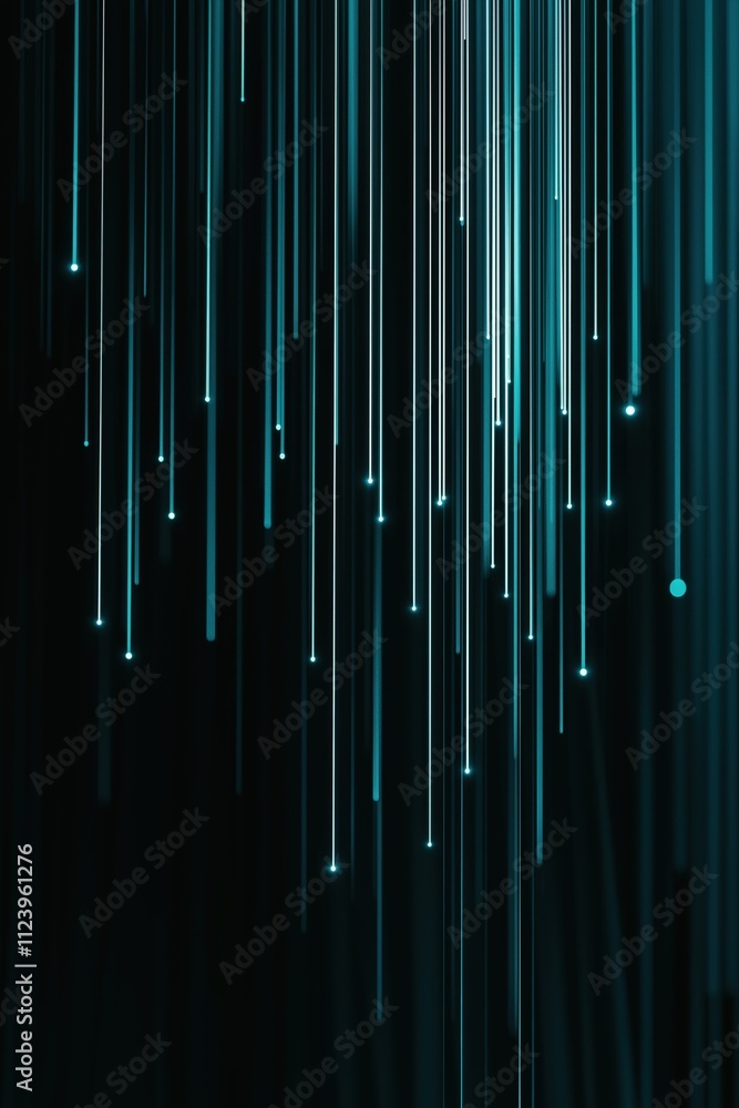 Poster colorful vertical lines create a mesmerizing light display in a dark environment