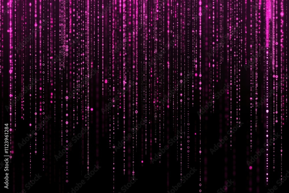 Poster vibrant pink particles create an enchanting visual effect against a dark background
