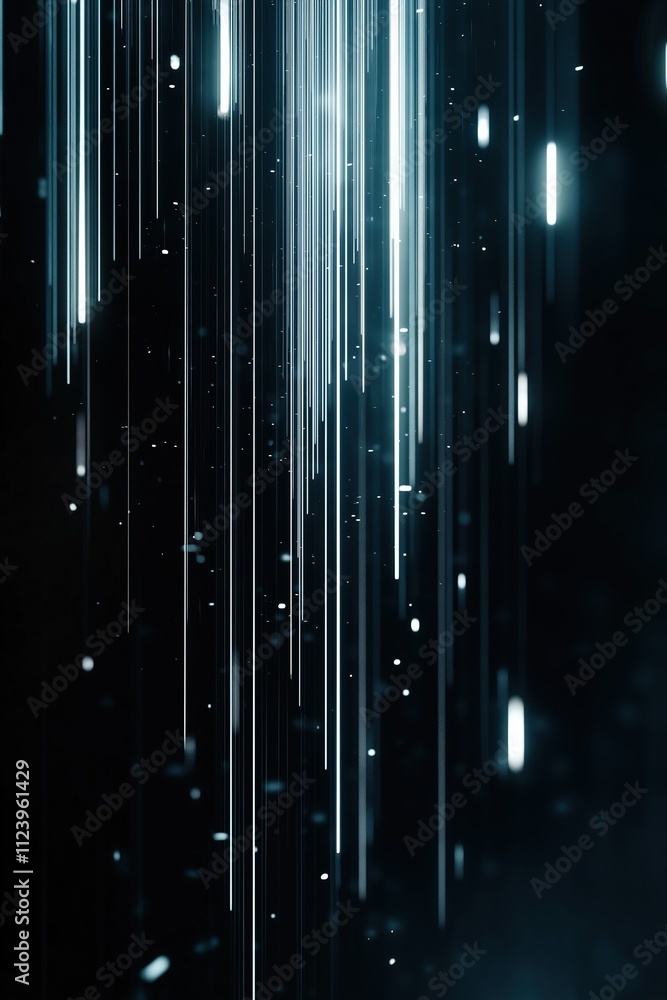 Poster abstract light beams creating a mesmerizing pattern in dark space