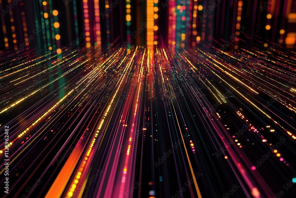 Poster vibrant abstract pattern of light trails in motion creating a dynamic visual experience