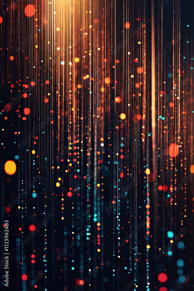 Poster vibrant display of colors in a dynamic digital abstract pattern at night