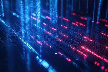 Obraz premium Colorful digital landscape with blue and red lines reflecting modern technology concepts