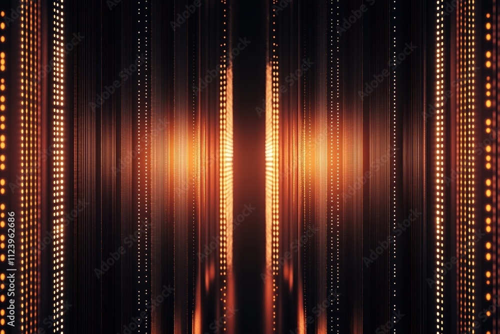 Poster vibrant light patterns create a mesmerizing display in a dark, abstract environment