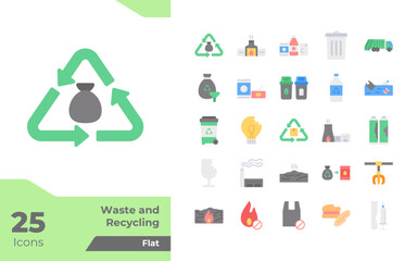 Waste and Recycling Flat Icons