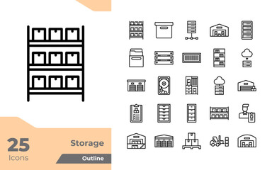 Storage Outline Icons