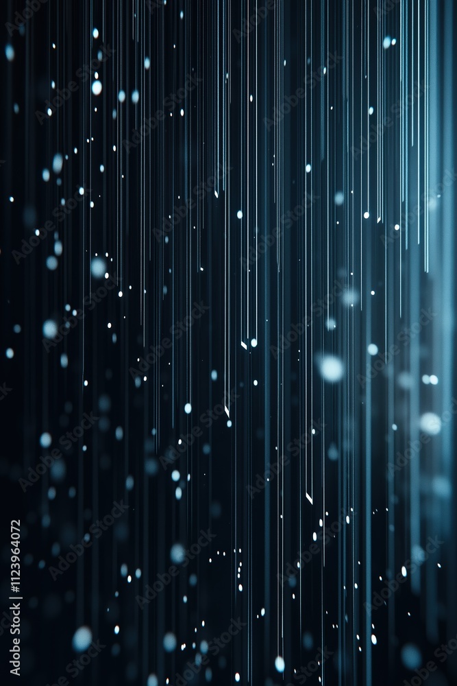 Poster dynamic display of shimmering light particles against a dark background
