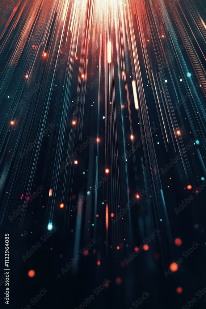 Poster colorful light rays create an abstract visual experience in a dark background