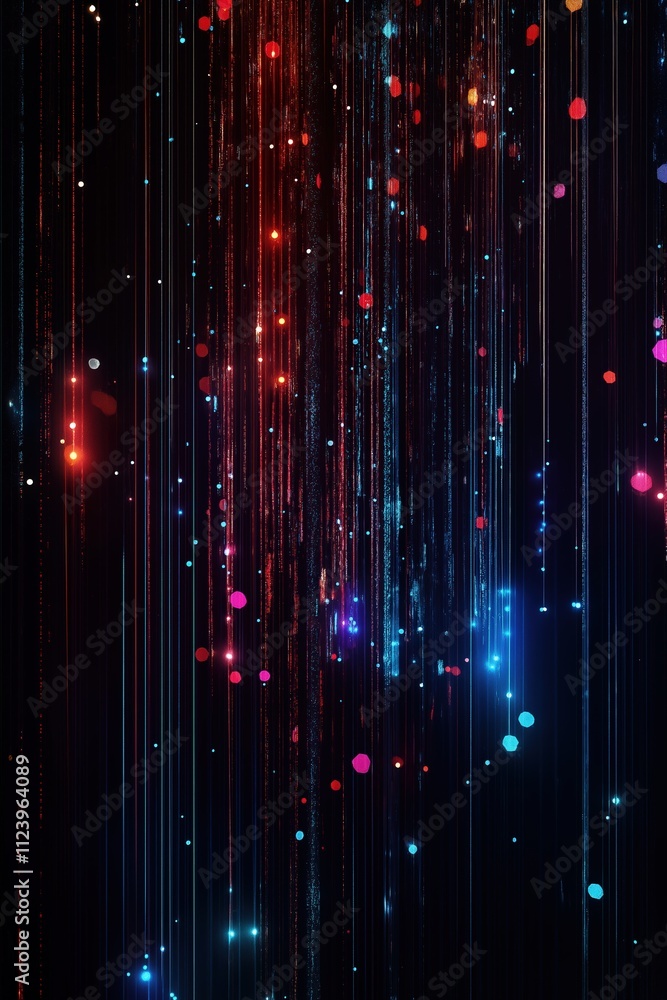 Poster colorful abstract light patterns creating a vibrant visual display in dark environment