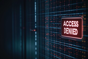 Digital security warning displaying access denied in a futuristic network environment