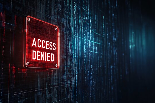 Secure environment features digital security warning with access denied sign illuminated