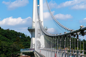 Fototapeta premium suspension bridge on the lake