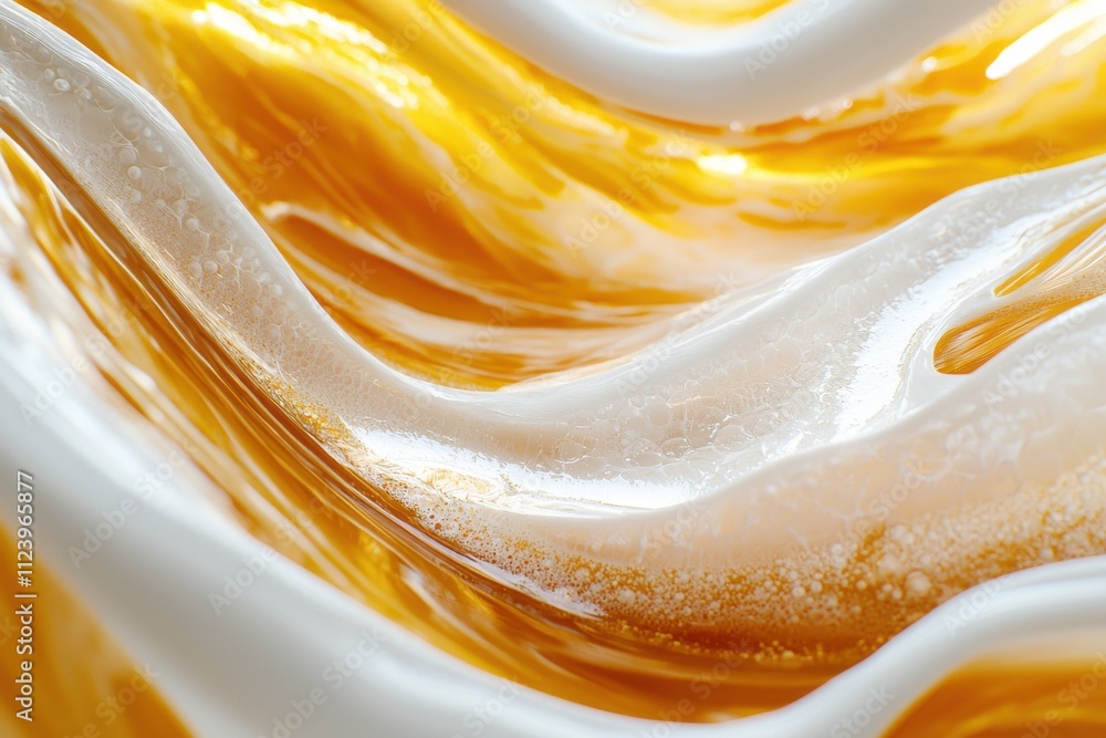 Poster macro shot of vibrant serum texture with embedded molecule laboratory setting scientific close-up vi