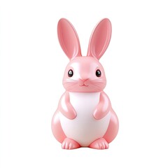 Obraz premium Cute Pink Rabbit Figurine with Large Ears and Expressive Eyes for Decorative or Collectible Use